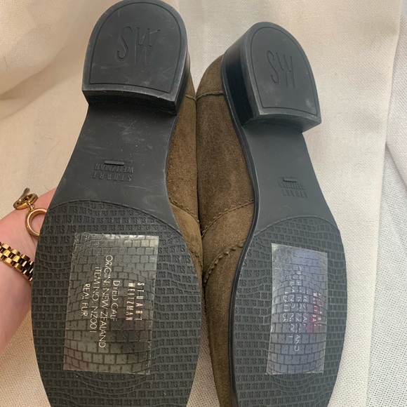 Stuart Weitzman Green Suede and Calf hair penny loafers - Picture 3 of 3